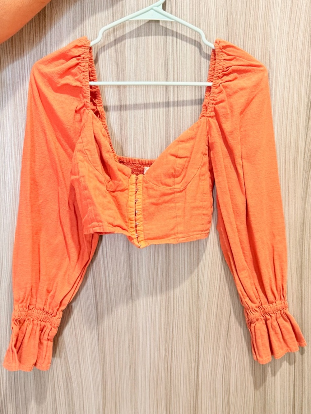 Urban Outfitters Orange Puff Sleeve Cropped Top Size Small